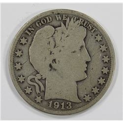 1913 BARBER HALF DOLLAR- GOOD