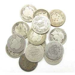 BARBER DIME LOT of 15 COINS