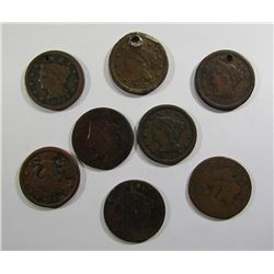 8- LARGE CENTS- DAMAGED/HOLED/PROSITY