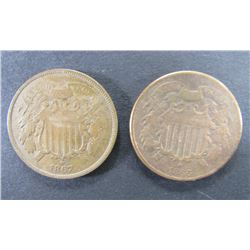 1866 & 1867 TWO CENT PIECES