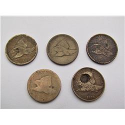 5-LESSER GRADE FLYING EAGLE CENTS