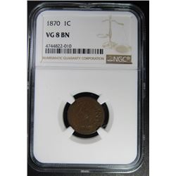 1870 INDAIN CENT NGC VG8 BN