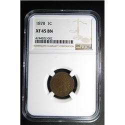 1878 INDIAN CENT NGC XF45 BN