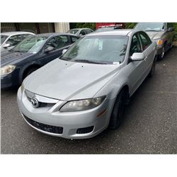 2008 MAZDA 6, 4DR SEDAN, GREY, VIN # 1YVHP80C785M08575