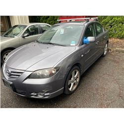 2005 MAZDA 3, 4DR SEDAN, GREY, VIN # JM7BK123751317128