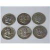 Image 1 : LOT OF 6 FRANKLIN HALF DOLLARS