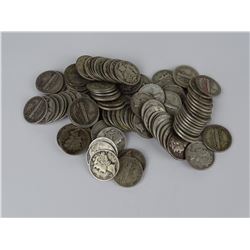 100 U.S. MERCURY SILVER DIMES