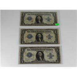 TRIO OF 1923 U.S. $1 LARGE NOTES