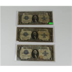 TRIO OF 1923 U.S. $1 LARGE NOTES