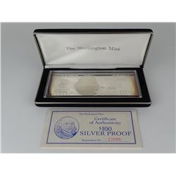 $100 SILVER PROOF QUARTER POUND BAR