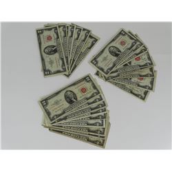 LOT OF 25 U.S. $2 NOTES, 1953