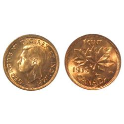 1939 Canada Small Cent-ICCS MS65Red
