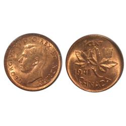 1941 Canada Small Cent-ICCS MS64Red