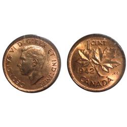 1942 Canada Small Cent-ICCS MS64Red