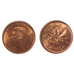 1942 Canada Small Cent-ICCS MS64Red