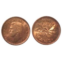 1943 Canada Small Cent-ICCS MS65Red