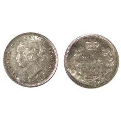 1891Obv.2 Canada Five Cents-ICCS AU55