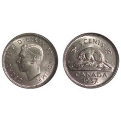 1937 Canada Five Cents-ANACS MS66/ICCSMS65