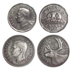 1948 Canada Five&Twenty-Five Cents-EF/MS63