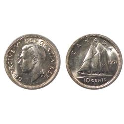 1951 Canada Ten Cents-ICCS MS64