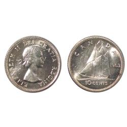 1953NSF DD Canada Ten Cents-ICCS MS64