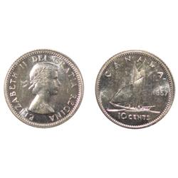 1957 Canada Ten Cents-ICCS MS65