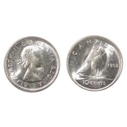 1958 Canada Ten Cents-ICCS MS65