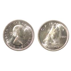 1959 Canada Ten Cents-ICCS MS65