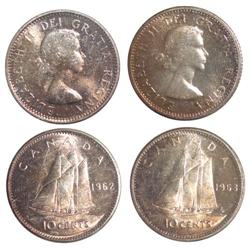 1962/63 Canada Ten Cents-ICCS MS64/65