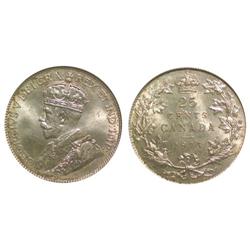1913 Canada Twenty-Five Cents-PCGS MS64