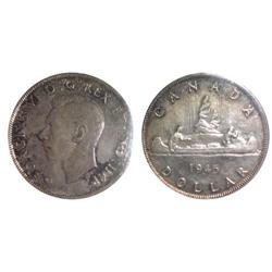 1945 Dbl.HP Canada One Dollar-ICCS AU55