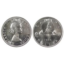 1953SF Canada One Dollar -ICCS MS62Cameo