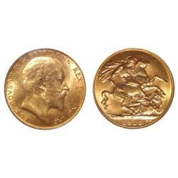 1910c Canada Gold Sovereign-ICCSMS63