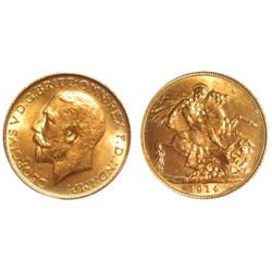 1914c Canada Gold Sovereign-PCGS MS65