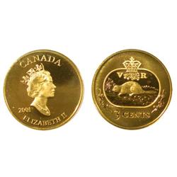 2001 Gold Canada 3 cent - ICCS PF67UHC