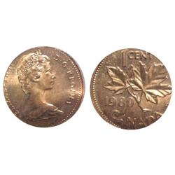 1980 Canada 1 Cent Mint Error-PCGS MS64RB