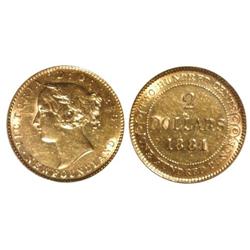 1881 Newfoundland $2 Gold-EF/AU