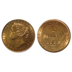 1881 Newfoundland $2 Gold-PCGS AU58
