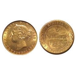 1882H Newfoundland $2 Gold-ANACS AU55