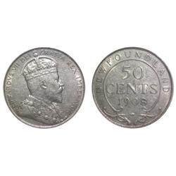 1908 Newfoundland Fifty Cents-EF