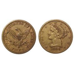 1856s U.S.A. Gold $5 -VF