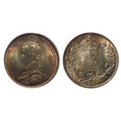 1890 Great Britain Sixpence-Unc
