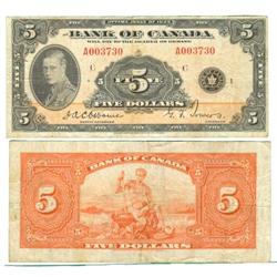 1935 Bank of Canada $5-Fine