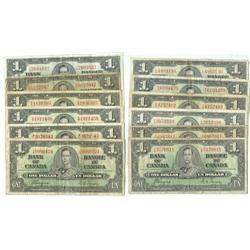 1937 Bank of Canada $1's-G/aEF