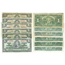 1937 Bank of Canada $1's -VG/EF