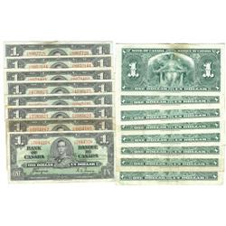 1937 Bank of Canada $1's-F/EF