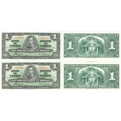 1937 Bank of Canada $1-Pair Unc