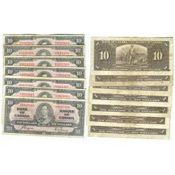 1937 Bank of Canada $10's-VG/F