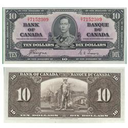 1937 Bank of Canada $10-CCGS AU50