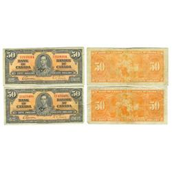 1937 Bank of Canada $50 Pair-VG/F